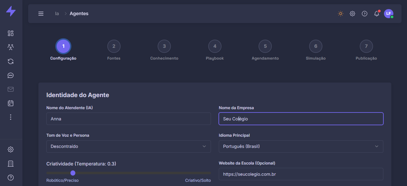 Interface do Agente de IA